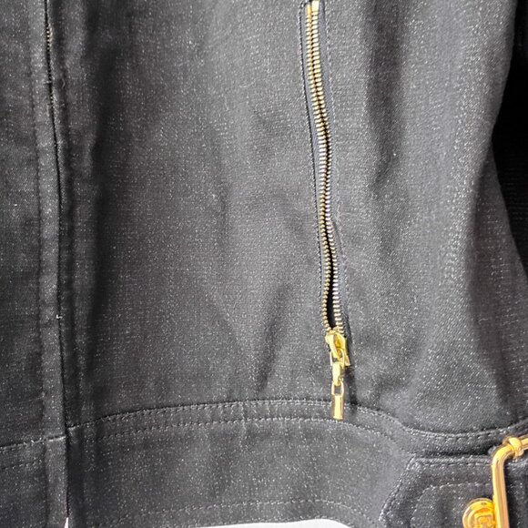 St John Sport Lightweight Denim Black Zip Jacket with Gold Hardware | Size P - Picture 3 of 10